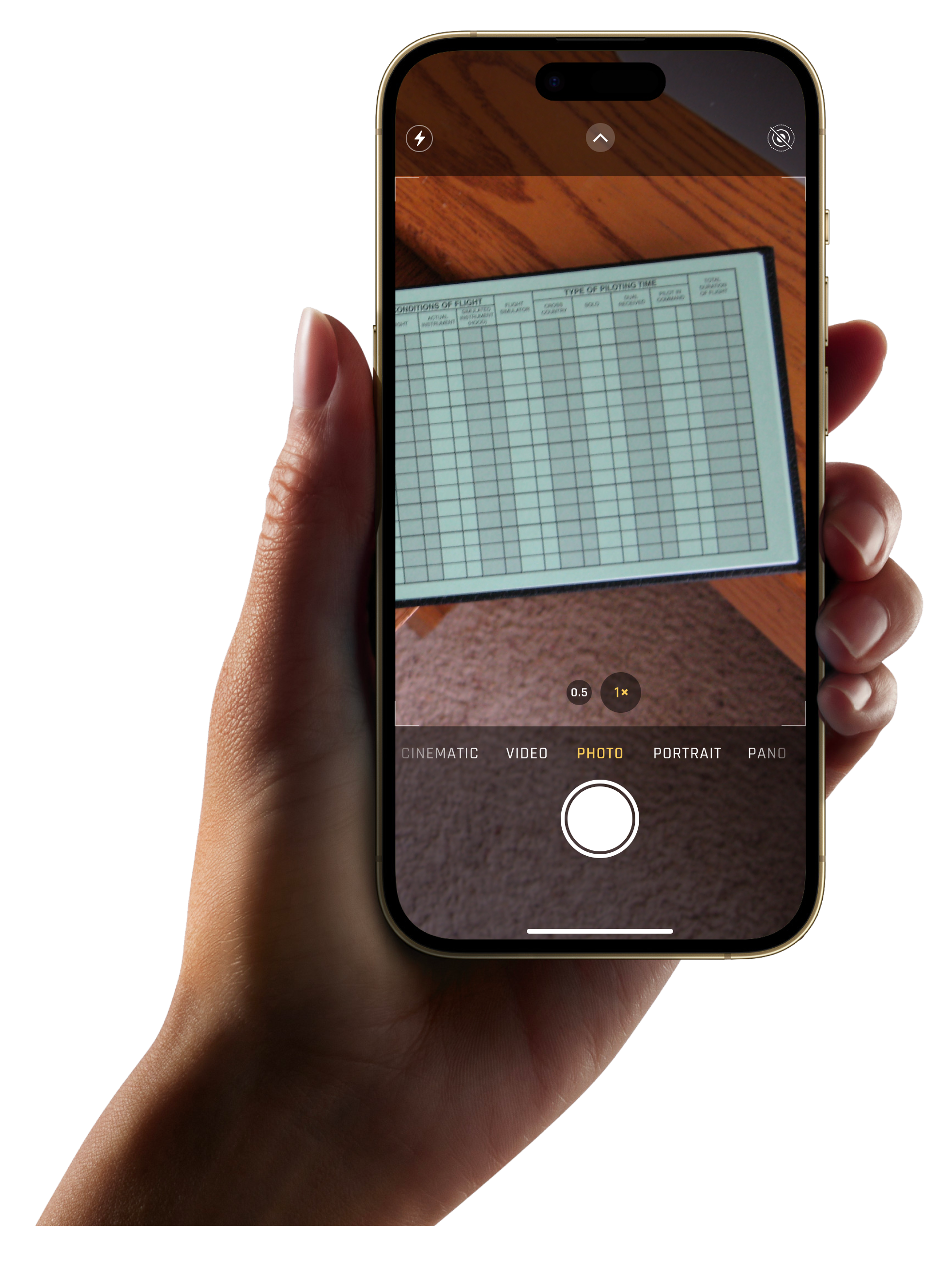 iPhone scanning logbook page mockup